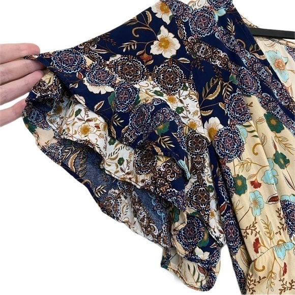 Abel the Label Anthropologie Bohemian Mixed Print Ghandi Maxi Dress Size Small - Picture 6 of 11